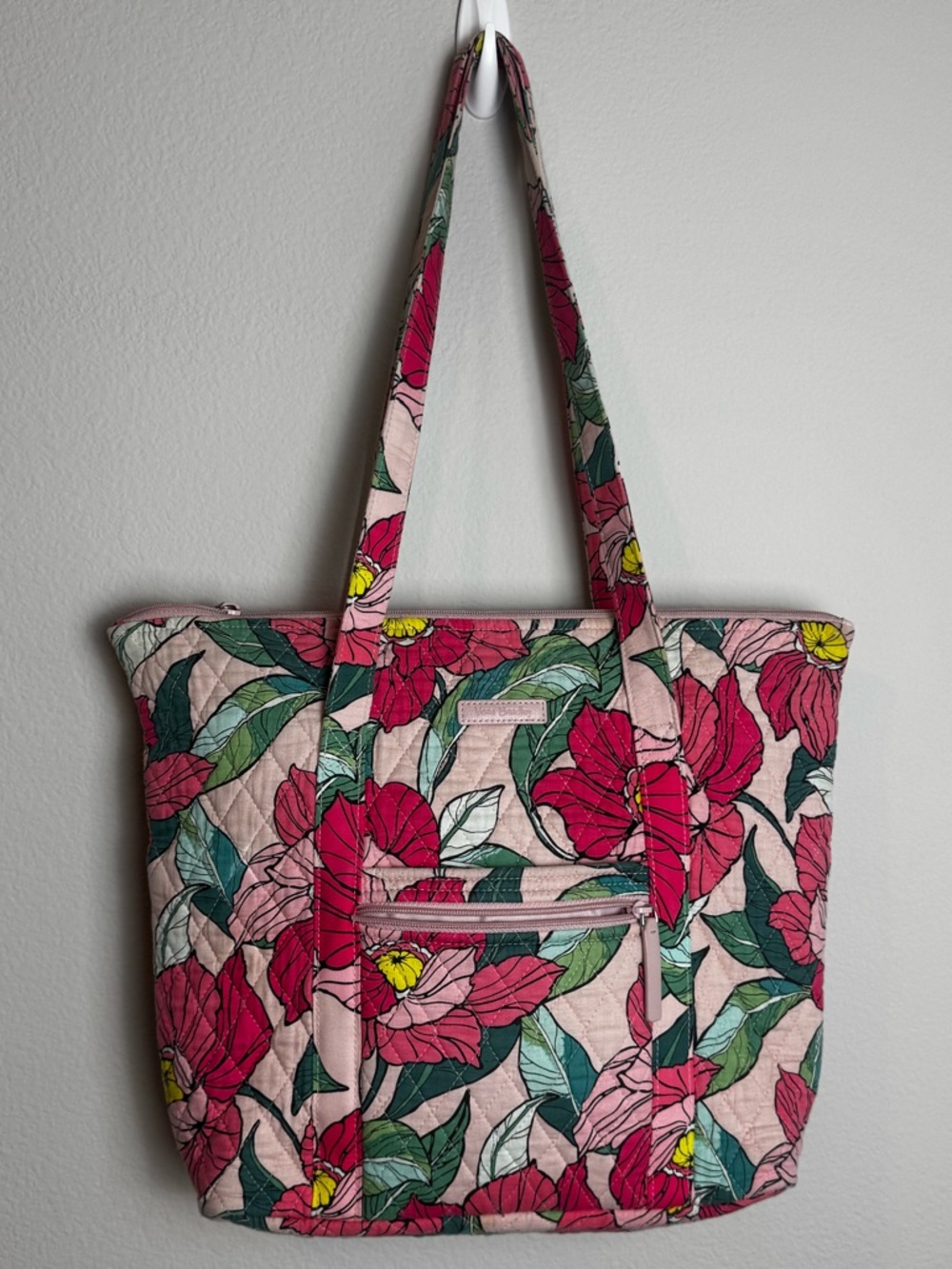 Vera Bradley Pink & Green Floral Quilted Tote
